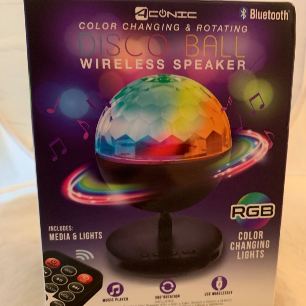 Bluetooth Rotating Color Changing Disco Ball Wireless Speaker (NEW)